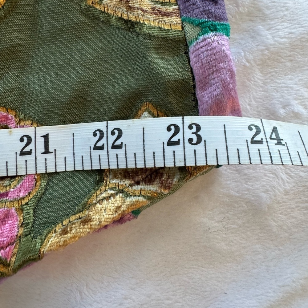 🩵All About Her Burned  Out Velvet  Tunic Patchwork Artsy Velvet Boho Size Large - Picture 11 of 11